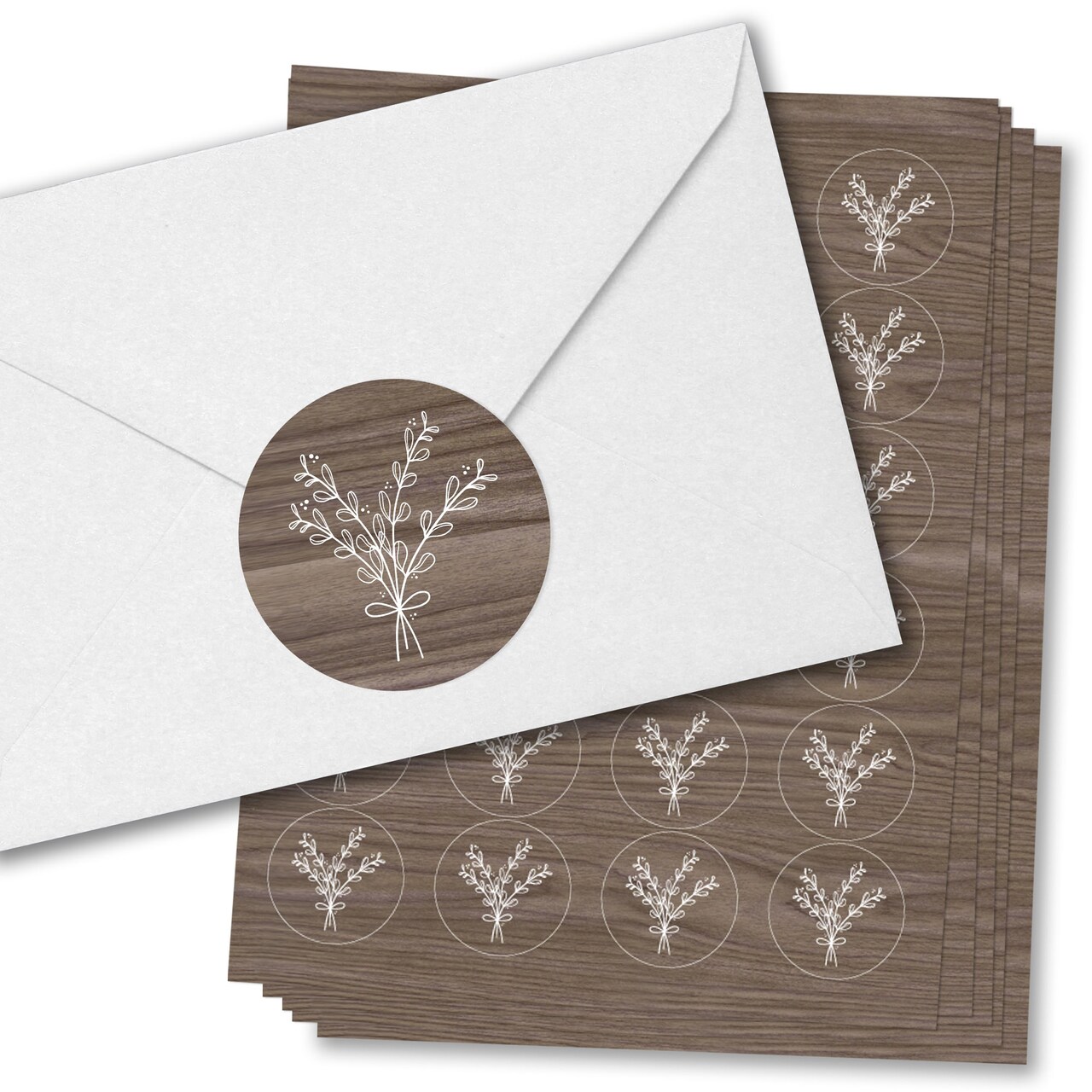 Big Dot of Happiness Rustic Wedding Envelope Seal Stickers, Round Circle Stickers to Seal Cards, Envelope Seals - 120 Count